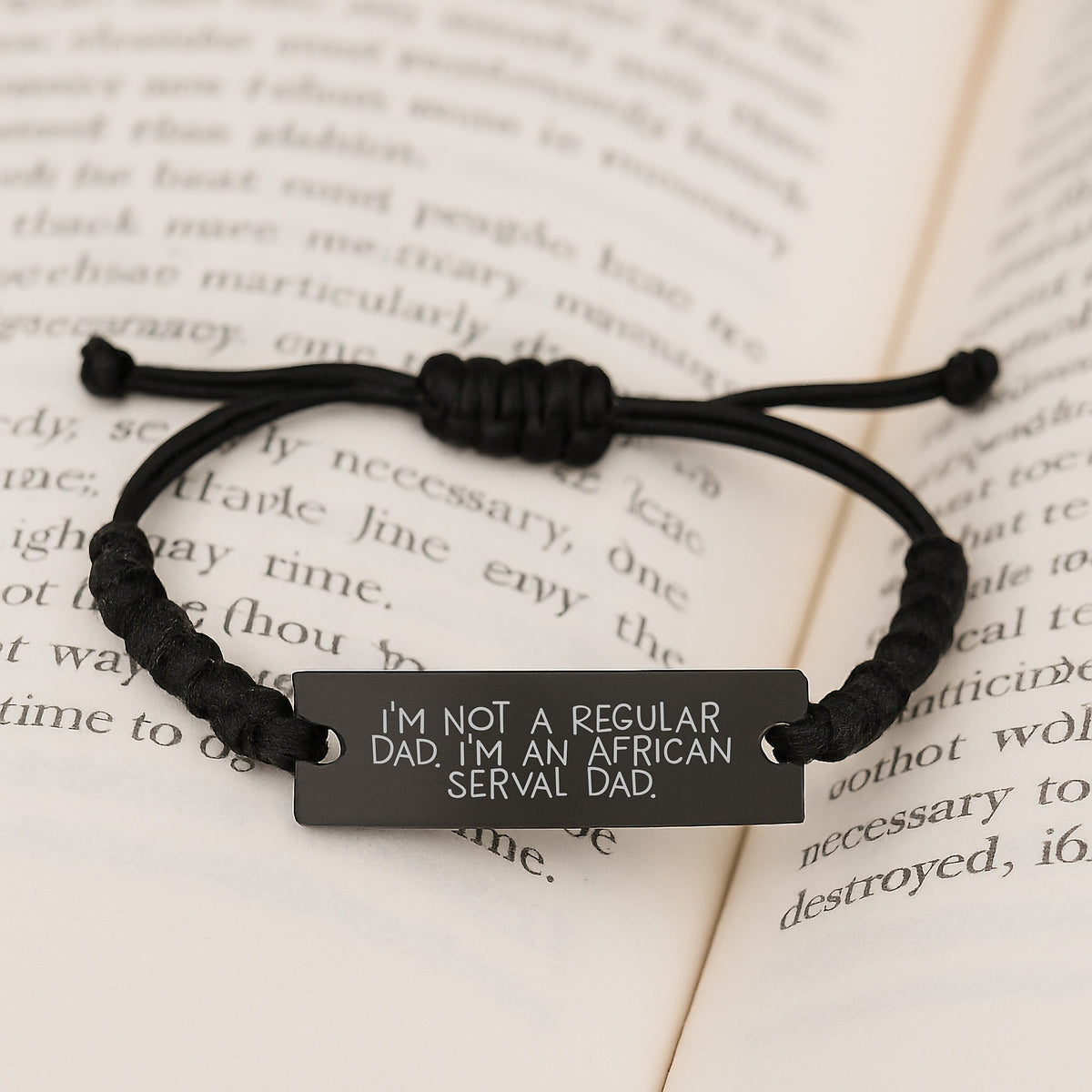 African Serval Cat Rope Bracelet Funny Dad Gift for Him on Valentine's - Image 3