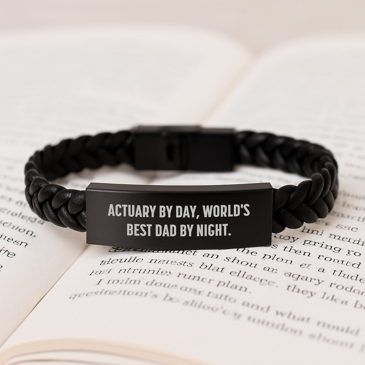 Actuary By Day Funny Interlaced Leather Bracelet Gifts from Dad for Valentine's Unique - Image 3