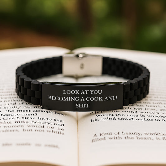 A Funny Cook Gift - Look At You Becoming A Cook And Shit - Valentine's Unique Glide lock Clasp Bracelet for Cook Lovers from Friends and Family - Image 2