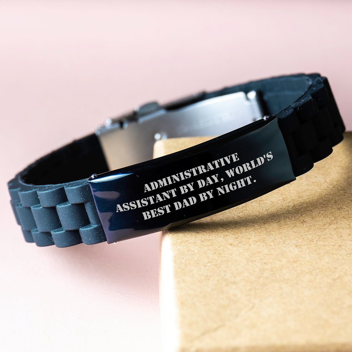 Administrative Assistant Funny Quote Glide lock Clasp Bracelet Gifts for Men from Dad, Unique Valentine's Gifts for Him, Funny Quote Jewelry for Men - Image 3