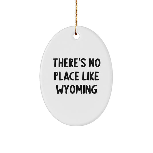 Wyoming Oval Ornament Gifts from Friends and Family with Cute 'There's No Place Like Wyoming' Quote, Christmas Unique Gifts, Oval Ornament for Wyoming Lovers - Image 1