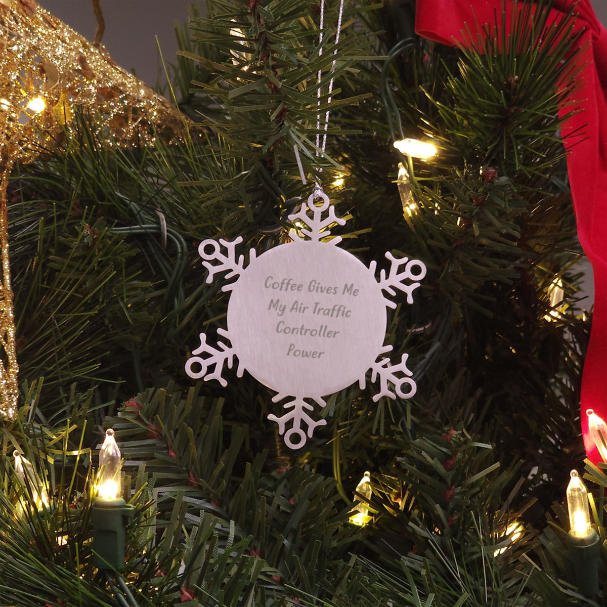 Air Traffic Controller Christmas Unique Gifts from Friends to Men, Air Traffic Controller Snowflake Ornament, Funny Coffee Quote - Image 3
